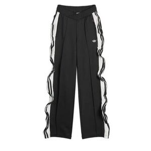 Adidas Women's Black Track Pants with Striped Ruffles Size Large NWT